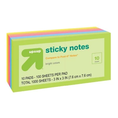 Up & Up Sticky Notes 10pk 100ct per Pack - up & up™ 4 Up & Up Sticky Notes 10pk 100ct per Pack - up & up™ - Image 2