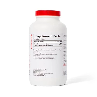 Up & Up Vitamin E 1000 IU (450 mg) dl-Alpha for Antioxidant Support Softgels - 200ct - up & up™ 4 Up & Up Vitamin E 1000 IU (450 mg) dl-Alpha for Antioxidant Support Softgels - 200ct - up & up™ - Image 2