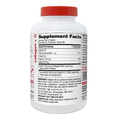 Up & Up Collagen + Vitamin C Tablets - 200ct - up & up™ 3 Up & Up Collagen + Vitamin C Tablets - 200ct - up & up™